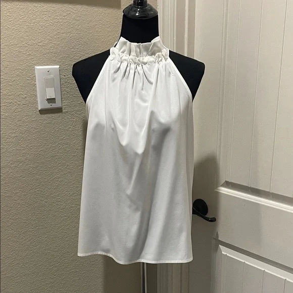 Women's White Halter Neck Sleeveless Top - Picture 1 of 3